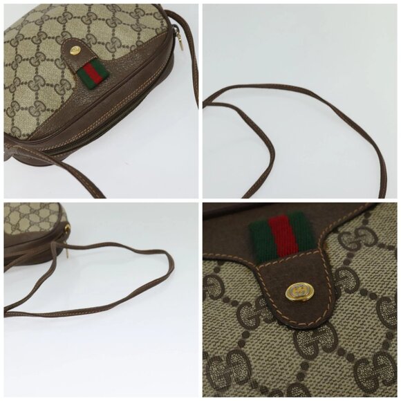 GUCCI GG Supreme Web Sherry Line Bag PVC Beige Gold Red 89 02 066 Auth BA2391 - Picture 16 of 16